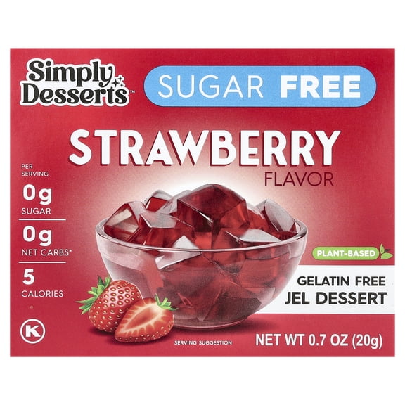 Simply Delish Natural Jel Dessert, Sugar Free & Strawberry, 1.6 Oz