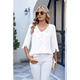 thumbnail image 4 of Blusas Informales Elegantes para Mujer, 3/4, Cuello en V, Volantes, Blancas, Talla XL, 4 of 5