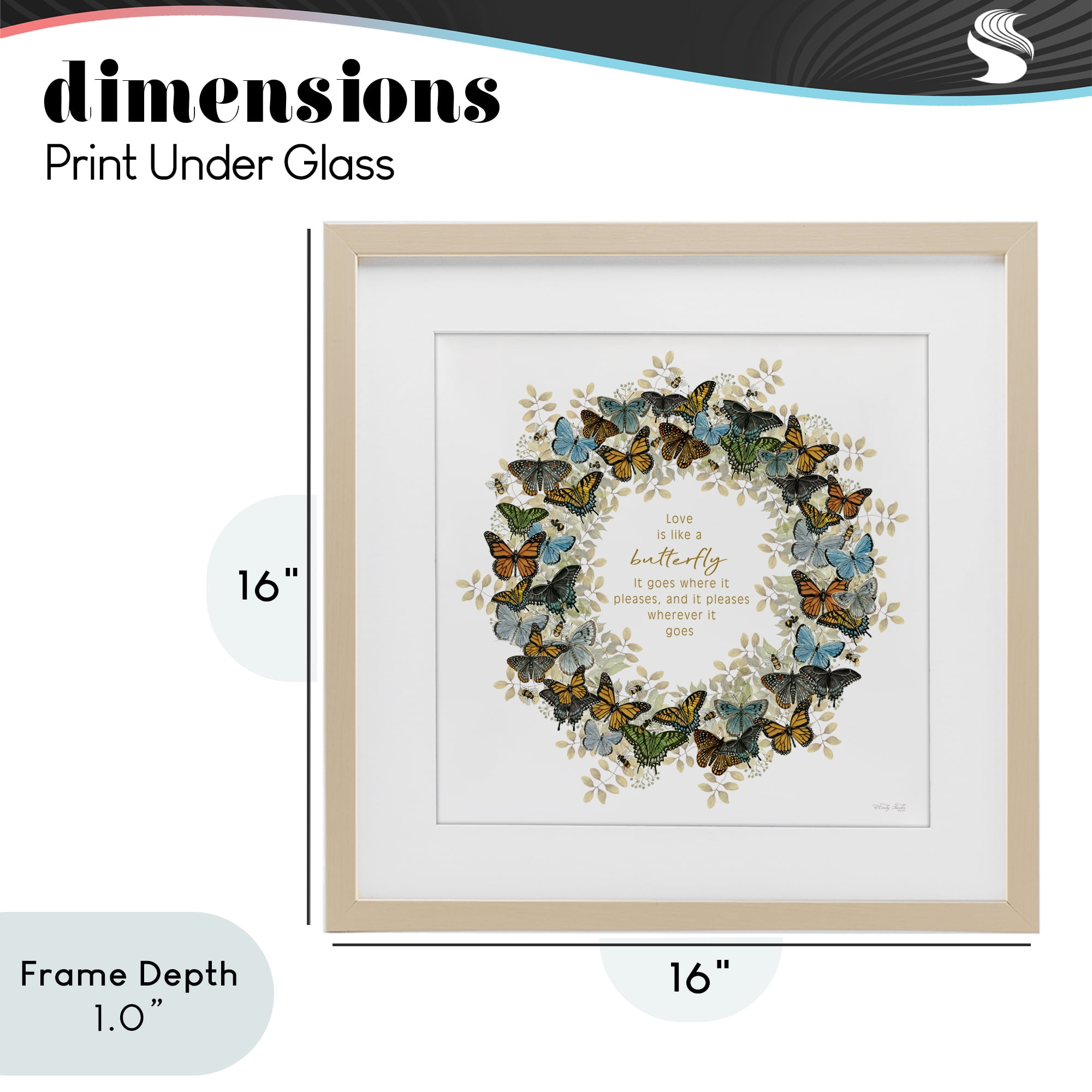 Stupell Industries Life Is Like A Butterfly Wreath Birch Framed Print Under Glass, design by Cindy Jacobs