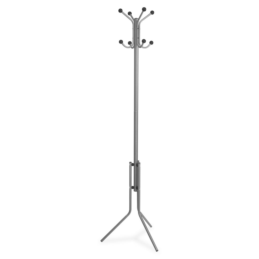 Lorell Tripod Base 4Hook Metal Coat Rack, 1 Each, Silver