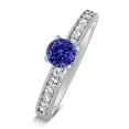 thumbnail image 3 of 1 Carat Vintage Round cut Blue Sapphire and Diamond Engagement Ring in White Gold, 3 of 4