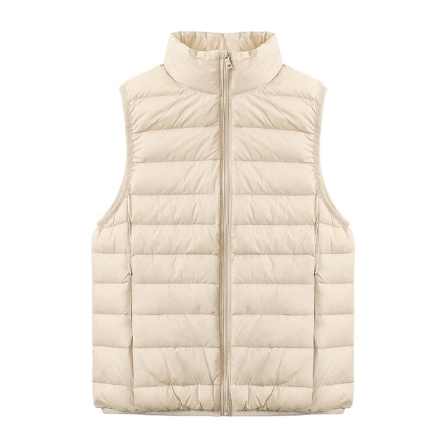 Veste en Duvet Automne et Hiver pour Femmes Courte Légère et à la Mode Col Montant Simple