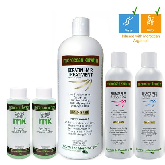Moroccan Keratin 1000ml SET Most Effective Brazilian Keratin Hair Treatment Professional Salon Results at home