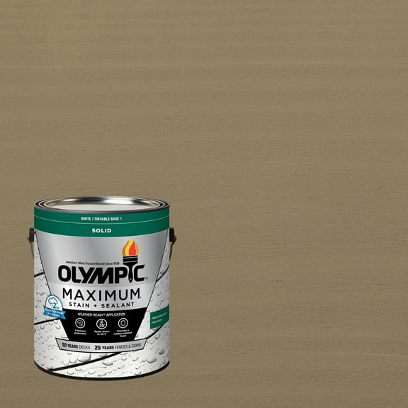Olympic Maximum 1 Gallon SC-1041 Jefferson Tan Solid Color Exterior Stain and Sealer in One