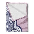 thumbnail image 2 of Hamsa Soft Flannel Fleece Throw Blanket, Hand Drawn Style Turkish Paisley Bohemian Motifs on Grunge Stripes, Cozy Plush for Indoor and Outdoor Use, 60" x 80", Purple Grey Violet Blue, by Ambesonne, 2 of 5
