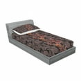 thumbnail image 3 of Ambesonne Flower Fitted Sheet & Pillow Sham Set, Japanese Vivid Florals, Full, Black Orange Mustard, 3 of 3