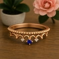 thumbnail image 4 of 2mm Round Lapis 925 Sterling Silver Rose Plated Women Valentines Day Gifts Crown Tiara Valentines Day Gifts Ring, 4 of 7