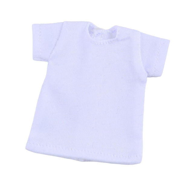 Figura de acción femenina a escala 1/6 con camiseta corta y accesorios de ropa en miniatura. Blanco