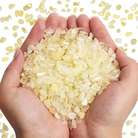 Sinkoo Polished Gem Stones Rocks Crystals 0.66 Lb/300g Natural Tumbled Stones Citrine Crystal Chips Bulk for Healing Crystals & Fish Tank Rocks Gravel, Vase Filler, Plants Decor, Diy Crafts