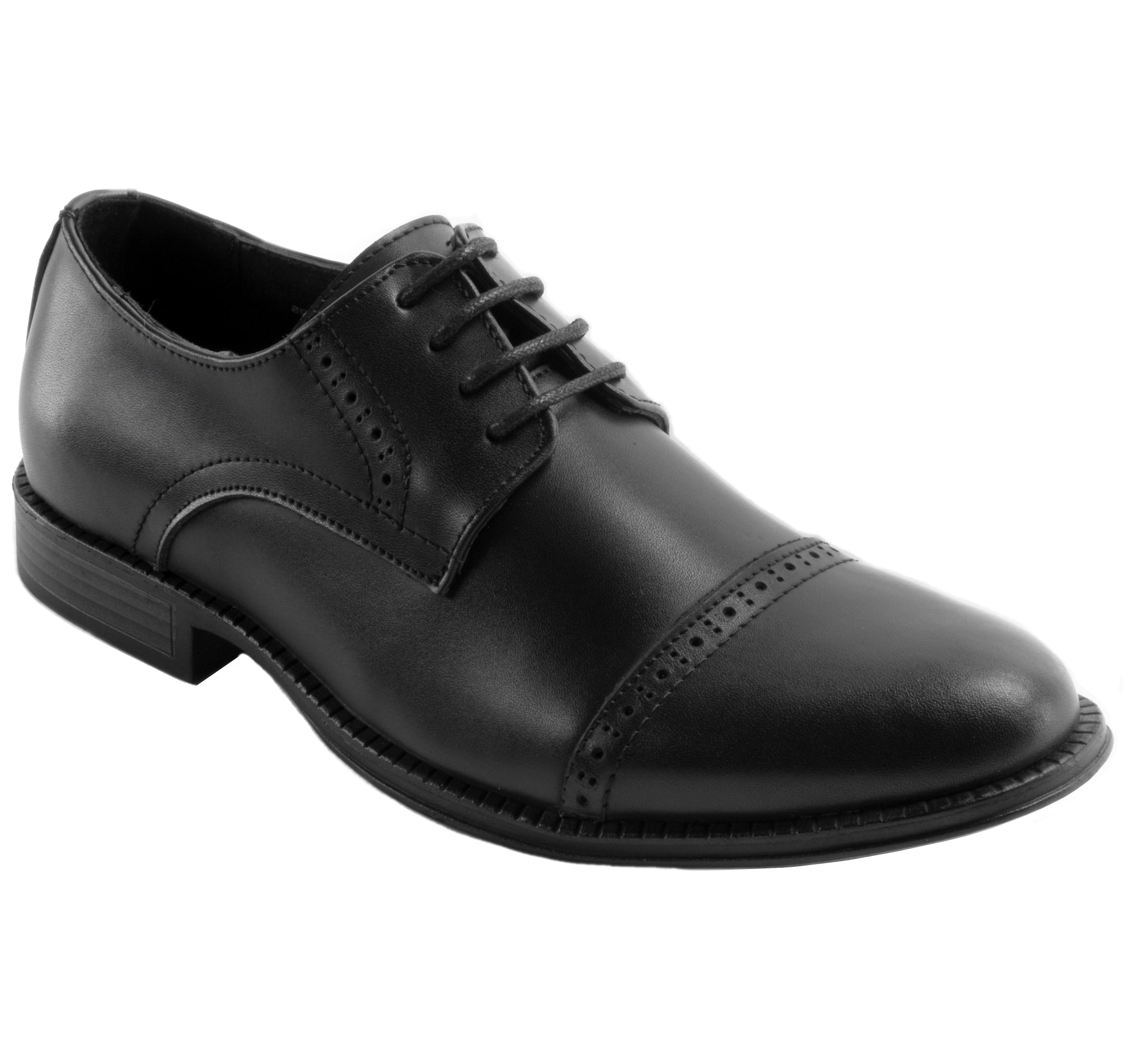 Men's Black Cap Toe Lace Up Oxford Dress Shoes