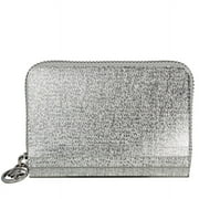 Michael Kors Women's Barbara Zip Around Metallic Coin Case- Silver