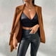 thumbnail image 3 of Chaqueta de traje para mujer, reversos de manga larga, traje informal delgado y elegante para mujer, prendas de vestir para trabajo de oficina, marrón L, 3 of 7