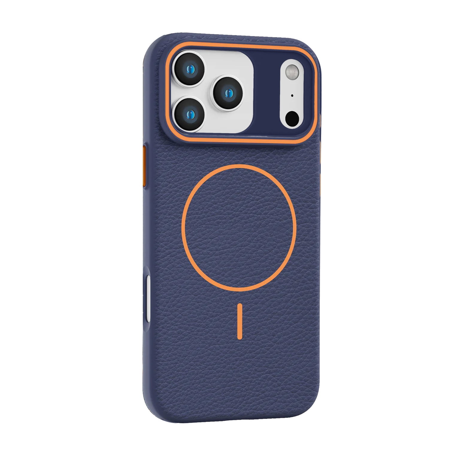 Classic Leather Magnetic Case for iPhone 17 Pro Max - Blue and Orange