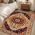 thumbnail image 4 of Orange Boho Flower Runner Rug 2.7x5 FT, Non Slip Entryway Carpet, Traditional Oriental Tribal Ethnic Washable Soft Floor Carpet Entrance Mat Non-Shedding Throw Rug for Hallway Laundry Room Bedside, 4 of 9