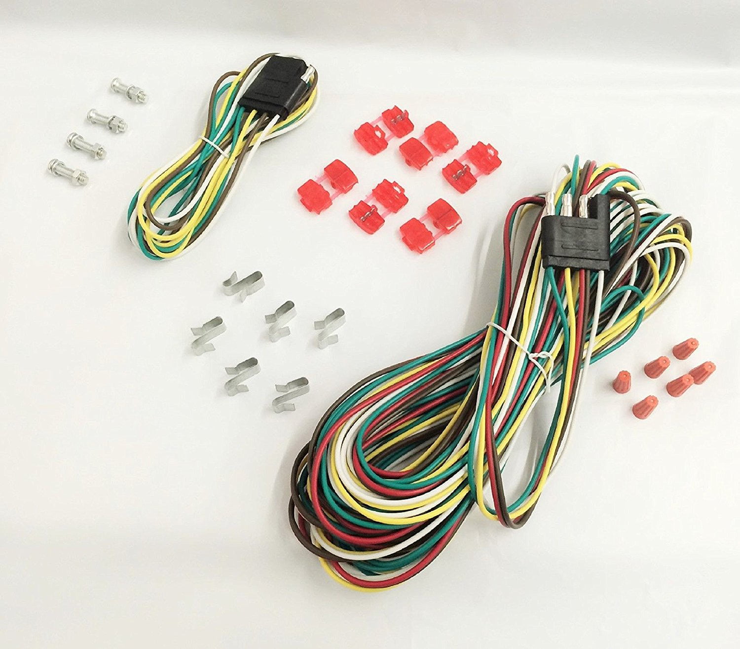 25' 4 Way Trailer Wiring Connection Kit Flat Wire Extension Harness
