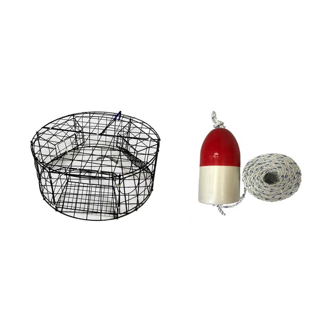 Piège à Crabe Rond Enduit de Vinyle avec Flotteur et Corde Combinés