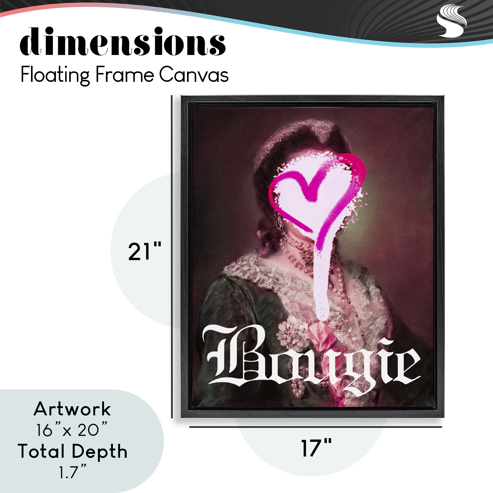 Bougie Classical Portrait Black Framed Floater Canvas Wall Art, design by Lil' Rue
