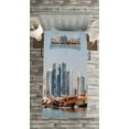 thumbnail image 3 of Ambesonne Coastal Quilted Bedspread Set 2 Pcs, Qatar City Dhow Ships, Twin Size, Pale Blue Cinnamon, 3 of 3