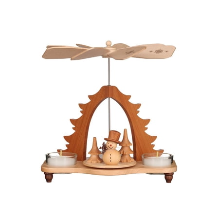 Alexander Taron 7.75" Christian Ulbricht Snowman Christmas Pyramid Tea Light Candle Holder