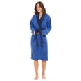 thumbnail image 2 of Women’s 100% Terry Cotton Bathrobe Toweling Dressing Gown Robe Two Tone BueNavy, 2 of 6