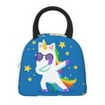 thumbnail image 3 of Vsdgher Insulated Lunch Bag Simple Bento Cooler Bag Lunch Tote Bag , Suitable for picnics, school, work (Cool Unicorn Star Golden Print ), 3 of 5
