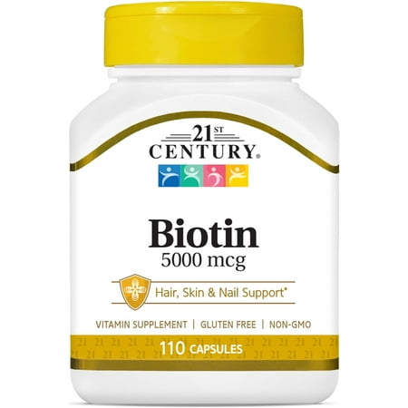 21st Century Super Potency Biotin Capsules, 5000 mcg, 110 Count