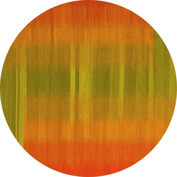 Ahgly Company Indoor Round Abstract Yellow Contemporary Area Rugs, 4' Round