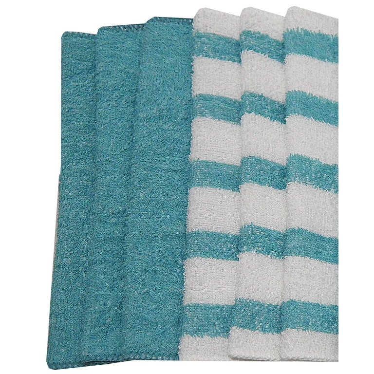 5 White COTTON Stripes Utility Bar Rags Dish Cloths Kitchen Towels