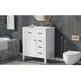 thumbnail image 6 of Euroco 30” Green Bathroom Vanity with Sink, Freestanding Bathroom Cabinet with Drawer & Shelf, Solid Wood Frame, Ceramic Basin, 6 of 9