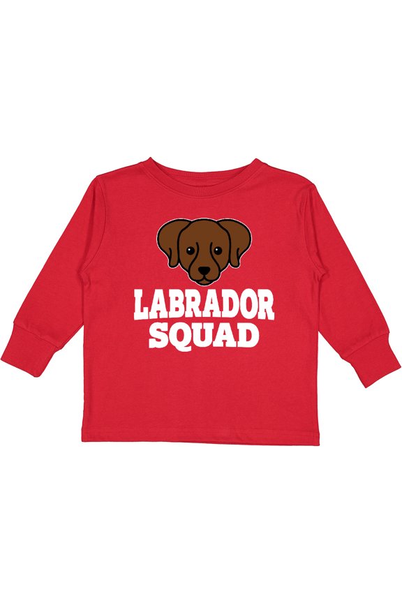 Dog Chocolate Labrador Squad Boys or Girls Long Sleeve Toddler T-Shirt
