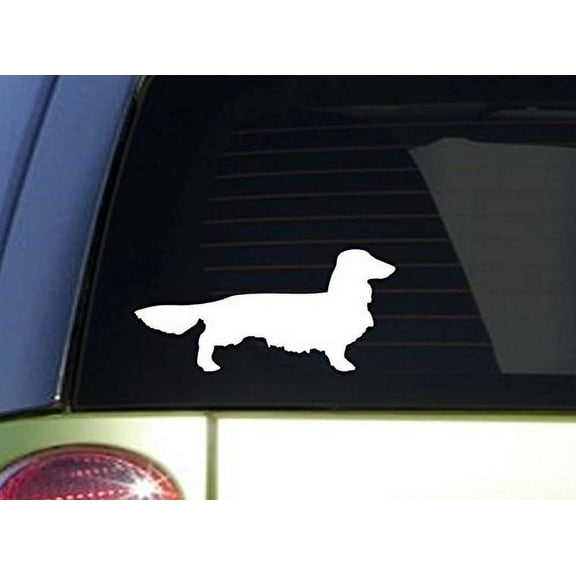 Longhaired Dachshund Sitcker *I855* 8.5 inch wide decal