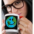 thumbnail image 2 of 3drose, Happy World Planet Earth Smiling Face - Globe Earth Day - Smilie for Peace Eco Friendly Green Symbol, 11oz Two-tone Red Mug, 2 of 6