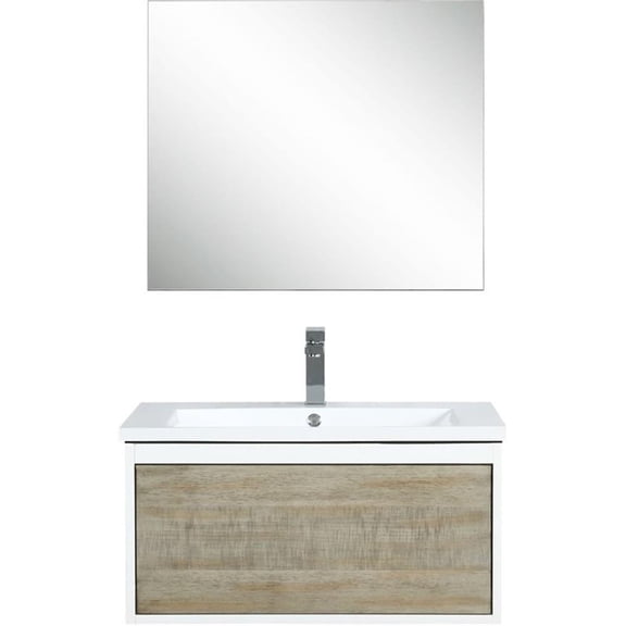 Lexora Home Scopi 30" Single Acrylic Top Bathroom Vanity with Faucet and Mirror