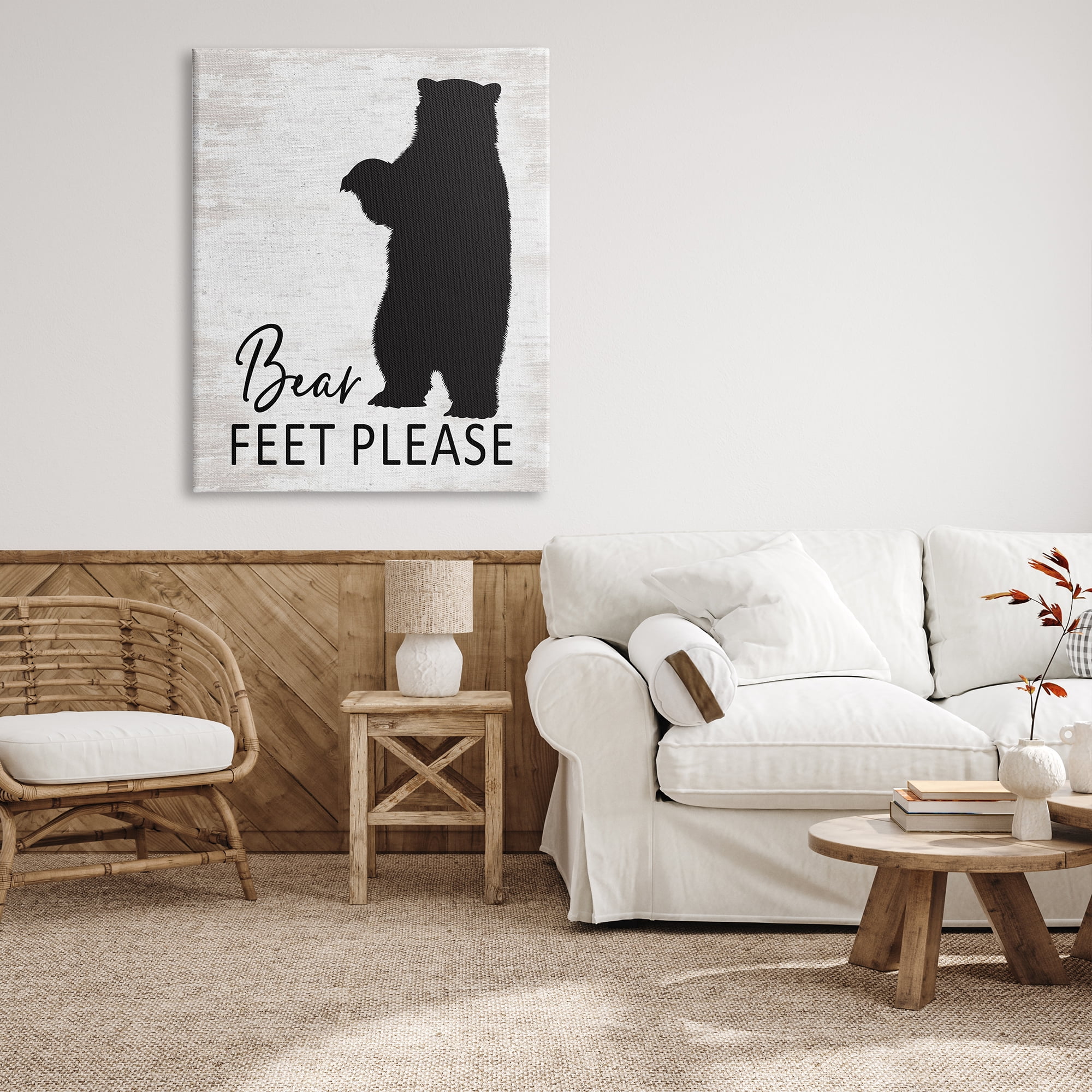 Stupell Industries Bear Feet Remove Shoes Cabin Entrance Sign Graphic Art Gallery Wrapped Canvas Print Wall Art, Design by Lettered and Lined