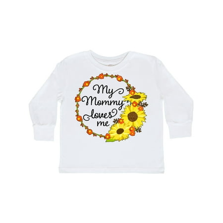 

Inktastic My Mommy Loves Me with Sunflower Wreath Gift Toddler Boy or Toddler Girl Long Sleeve T-Shirt