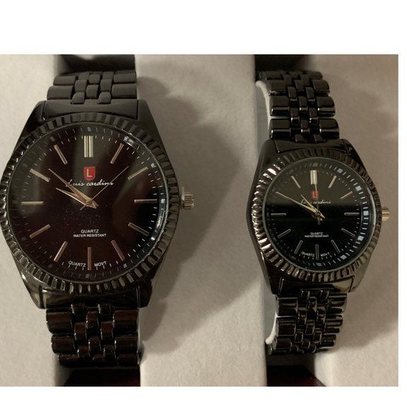Black Round Shaped Dress Watch Pair Set