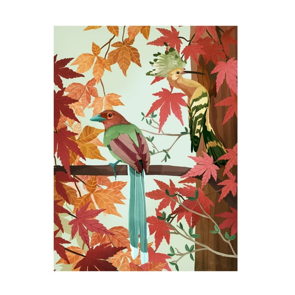 Trademark Fine Art Goed Blauw  Birds of Autumn Canvas Wall Art