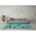 thumbnail image 3 of Ahgly Company Machine Washable Indoor Square Abstract Turquoise Blue Modern Area Rugs, 6' Square, 3 of 4