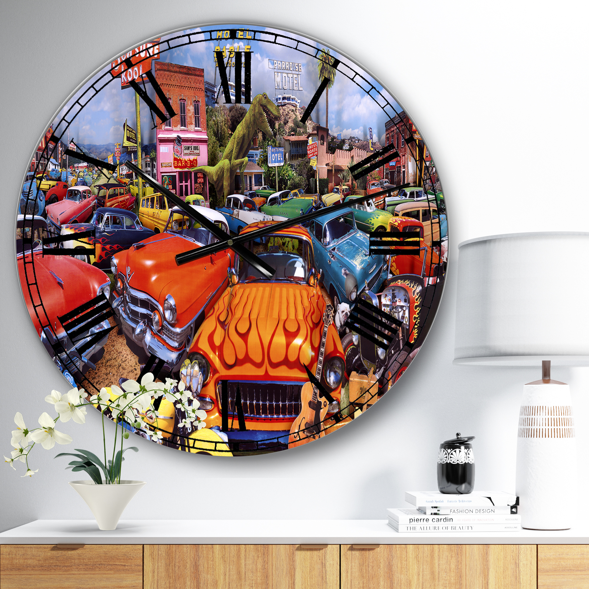 Designart Oversized Multicolor Analog Round Modern Wall Clocks, CLM25493-C23