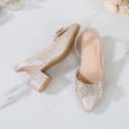 thumbnail image 4 of Owordtank Girls Low Heels Dress Shoes Glitter Rhinestone Princess Sandals Wedding Party Pump, 4 of 6