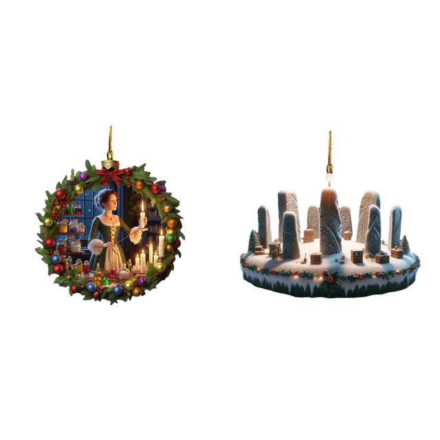 (2-Pack) Rinsvye Outlander Ornaments for Christmas Tree Outlander Christmas Ornaments Outlander Books Ornaments for Christmas Tree Vintage Christmas Tree Ornaments Christmas Decoration
