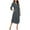 Black, variant on Zhi Women's Long Sleeve Striped Midi Loungewear Dress - Patterned, Belted Style, Casual Daily & Home Wear,Gray