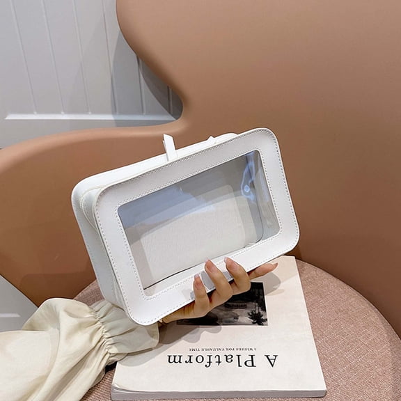 Tgbvmt Transparent Makeup Bag with Zipper, Mini Clear Wallet Organizer for Portable Travel Essentials, Stylish Leather Finish, Compact Design for Cosmetics, Toiletries, and Small Accessories