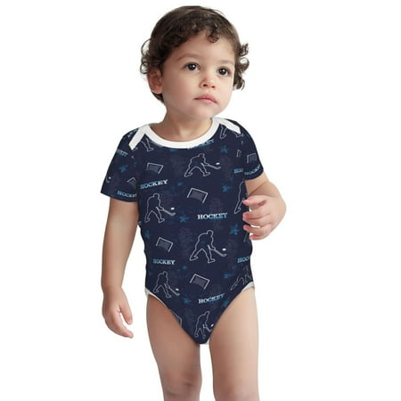 

Zeuib Hockey Players Unisex Baby Short-Sleeve Onesies Bodysuit 100% Organic Cotton-3 Months