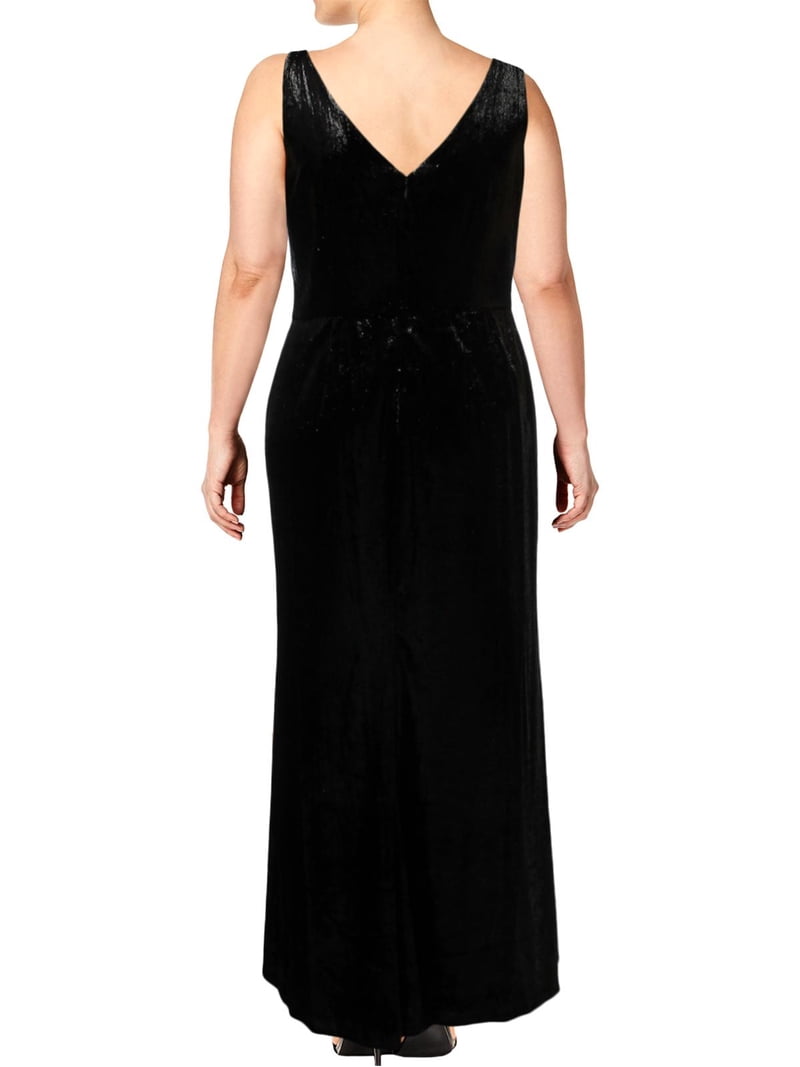 RALPH LAUREN Womens Black Metallic Velvet Gown Sleeveless V Neck  Full-Length Evening Dress Size 8 - Walmart.com