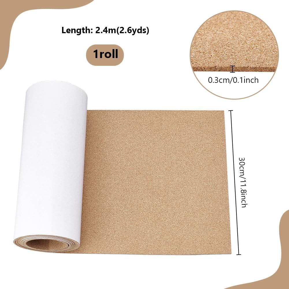94x11.8 inch Cork Board Roll 1/8 inch Thick Self Adhesive Corkboards Cork Tiles Pin Board Bulletin Board Wall Bulletin Boards for Wall for Home Office School Display Boards Decor