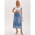 thumbnail image 3 of DARING DIVA Women's Denim Maxi Contrast Panel A Line Long Jean Skirts X-Large Light Blue, 3 of 7