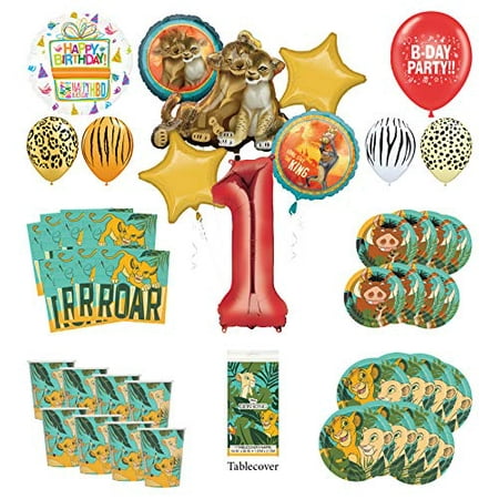 Lion King 1st Birthday Party Supplies 16 Guest Decoration Kit with Simba, Nala and Friends Balloon