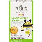 Zarbee's Naturals Baby Cough Syrup + Mucus with Agave & Ivy Leaf, Grape, 2 fl oz