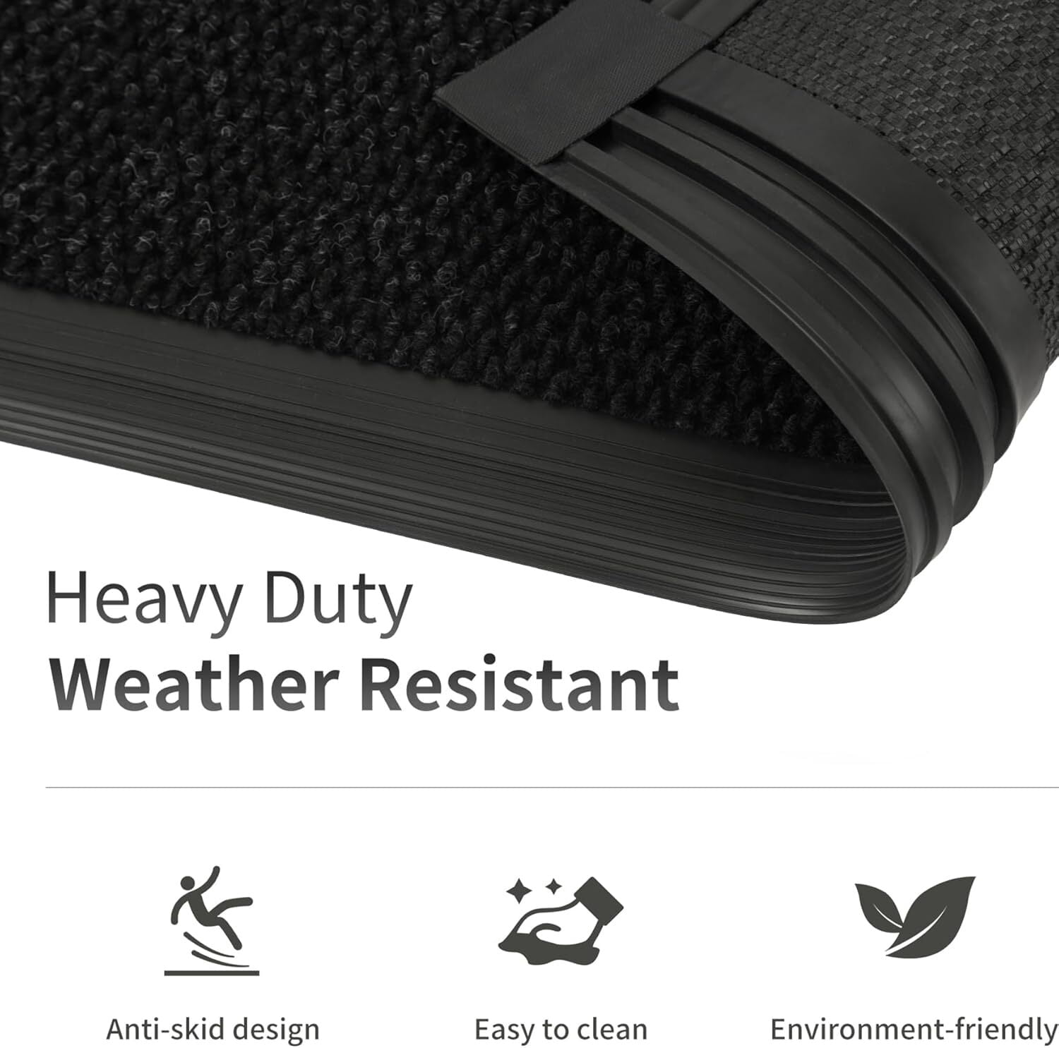 KOLOKO Heavy Duty Outdoor Doormat 4x4 FT Black Waterproof Non-Slip Welcome Mat for Entryway Patio Garage Commercial & High Traffic Areas